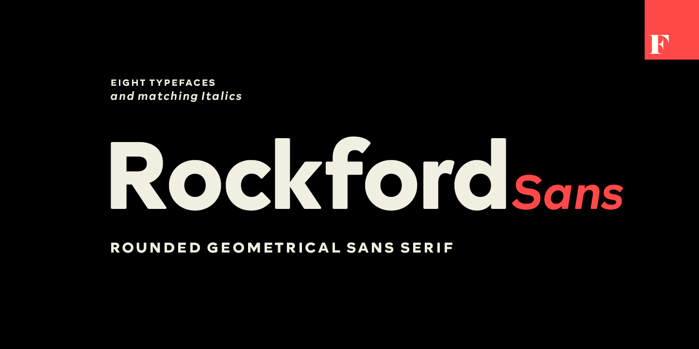 Ejemplo de fuente Rockford Sans Italic